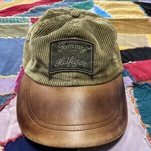 Vintage Tommy Hilfiger Corduroy Leather Brim Trucker Hat